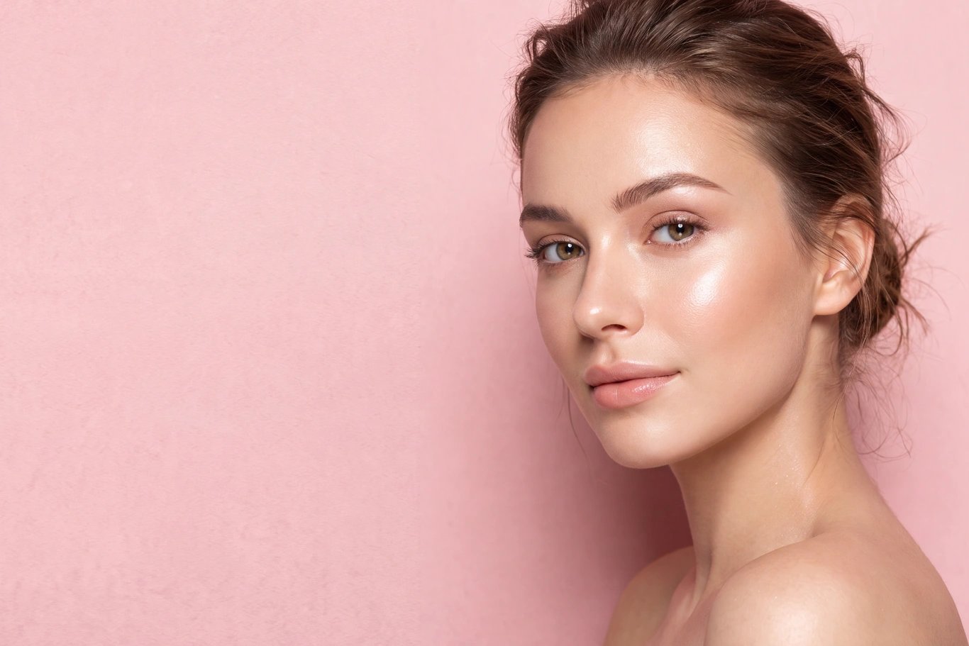 Side profile portrait of a beautiful young Caucasian woman